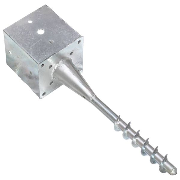 vidaXL Ground Spikes 2 pcs Silver 5.5x5.5x22.8" Galvanised Steel