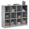 vidaXL Bookcase Concrete Gray Engineered Wood, Glass Medium Bookcase