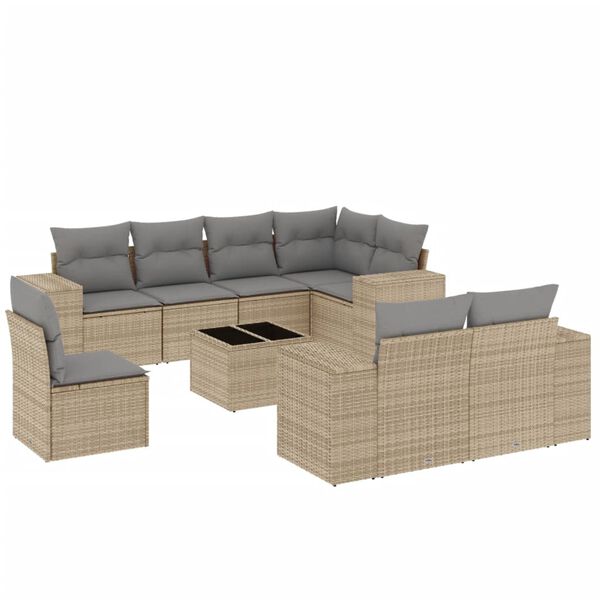 vidaXL Garden Sofa Set Beige PE rattan Large Modular Garden Sofa Set