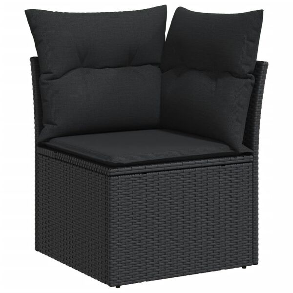 vidaXL Garden Sofa Set Black Poly Rattan and Powder-Coated Steel Large
