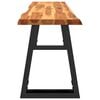 vidaXL Bench Natural Wood and Black Solid Acacia Wood, Powder-Coated Steel