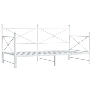 vidaXL Daybed With Trundle White Steel 42.1 x 85.8 in