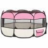 vidaXL Dog Playpen Pink and cream Polyester 49.2 in x 49.2 in x 24.0 in