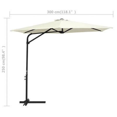 vidaXL Outdoor Parasol with Steel Pole 118.1" Sand White