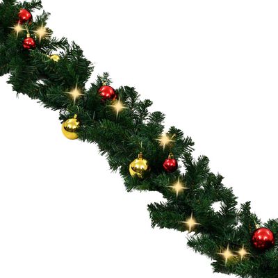 vidaXL Christmas Garland Decorated with Baubles and LED Lights 393.7"