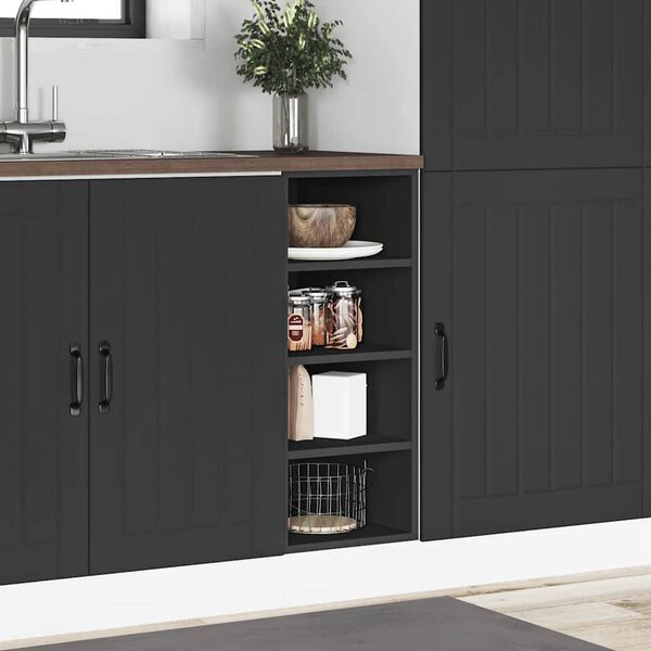 vidaXL Bottom Cabinet Black Engineered wood Compact Adjustable Feet