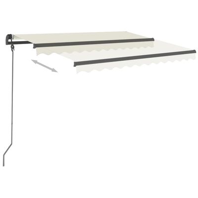 vidaXL Manual Retractable Awning with Posts 118.1"x98.4" Cream