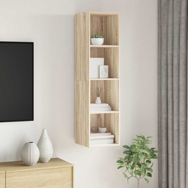vidaXL Wall-mounted TV Stand Sonoma Oak 14.6"x14.6"x56.1" Engineered Wood