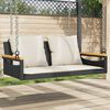 vidaXL Swing Bench Black Poly Rattan Removable Covers Swing Bench