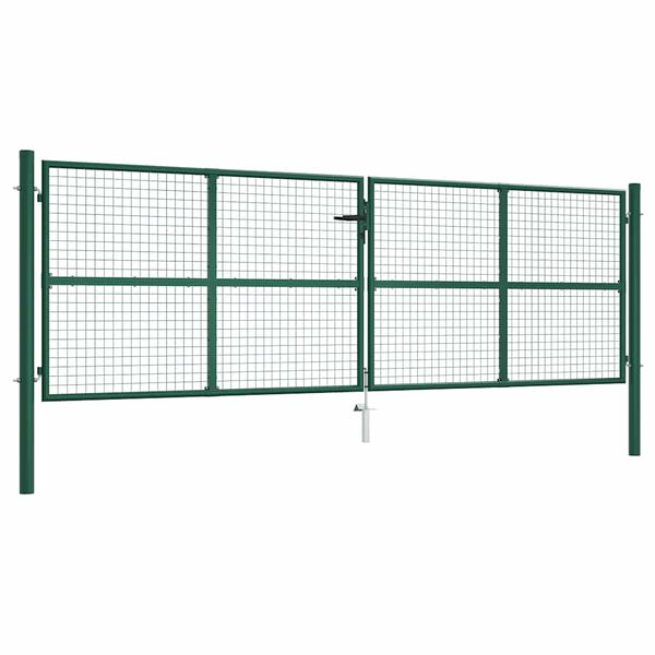 vidaXL Mesh Garden Gate Steel 157.5x49.2" Green