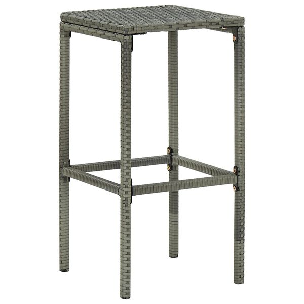 vidaXL Bar Stool Set of 4 Grey PE Rattan Standard Footrest