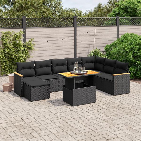 vidaXL Garden Sofa Set Black