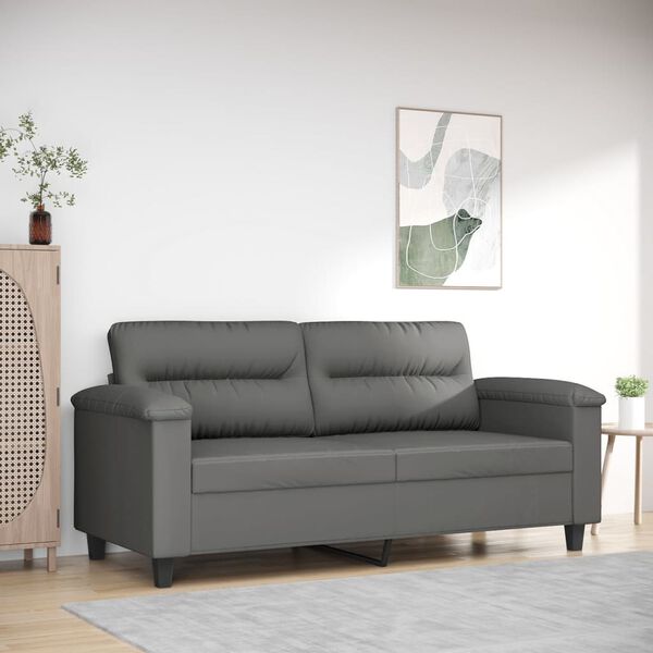 vidaXL 2-seater Sofa Dark Grey Microfiber fabric, Metal frame, Plywood