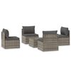 vidaXL Garden Lounge Set Grey PE rattan, powder-coated steel, polyester, PVC