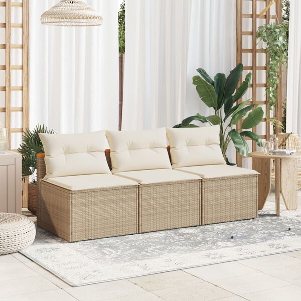 vidaXL Garden Sofa Beige PE rattan Medium Modular Garden Sofa Square