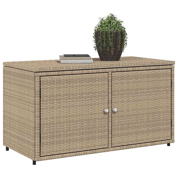 vidaXL Garden Storage Cabinet Beige PE Rattan 41.3 in x 21.7 in x 23.8 in