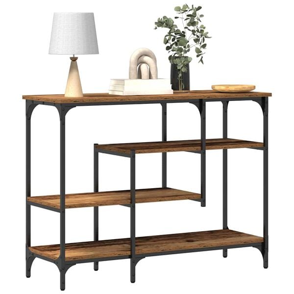 vidaXL Console Table with Shelf with Storage Old wood 100 x 35 x 75 cm