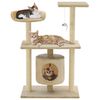 vidaXL Cat Tree Beige Engineered wood, sisal rope, plush fabric Medium