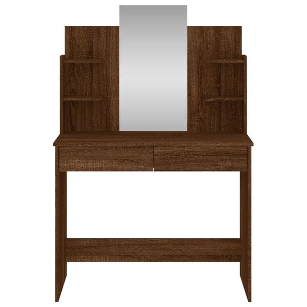 vidaXL Dressing Table Brown oak Engineered wood and glass Standard