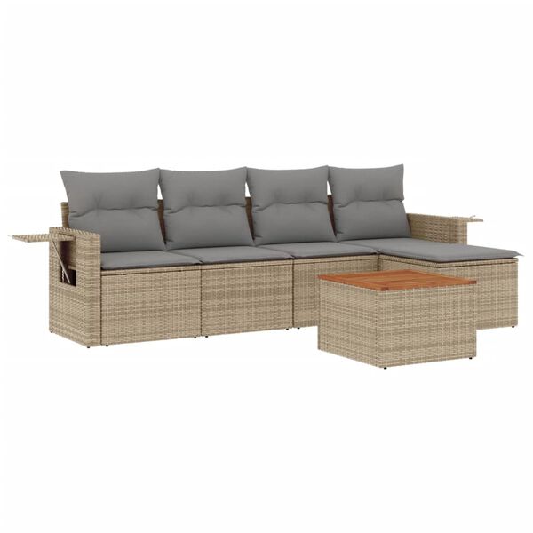 vidaXL Garden Sofa Set Mix Beige PE Rattan 6 Piece Set Modular