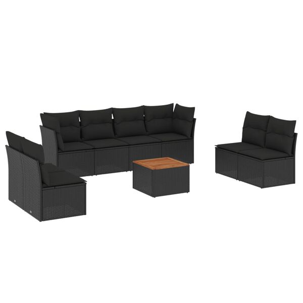vidaXL Garden Sofa Set Black and brown