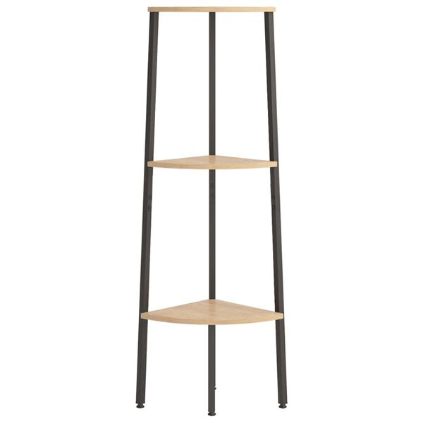 vidaXL Corner Shelf Light brown and black Engineered wood, steel Medium