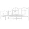 vidaXL Bed Frame White Powder-Coated Steel King Size Bed Frame