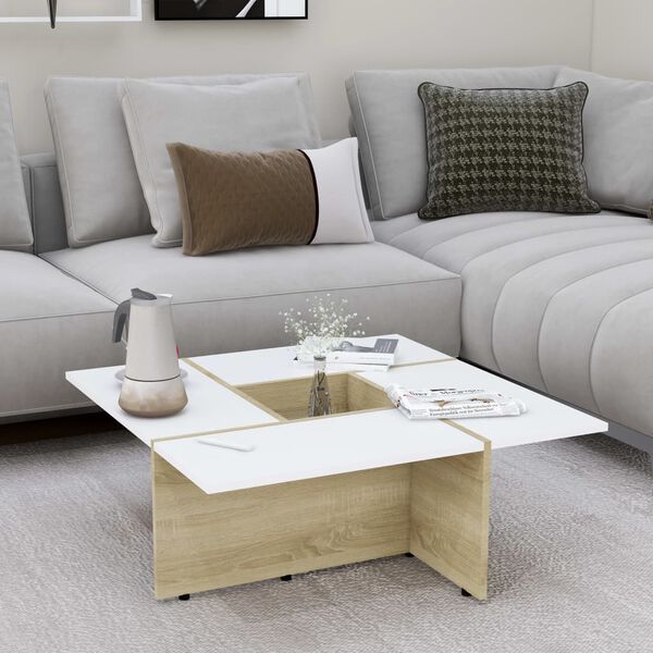 vidaXL Coffee Table White and Sonoma Oak Engineered wood