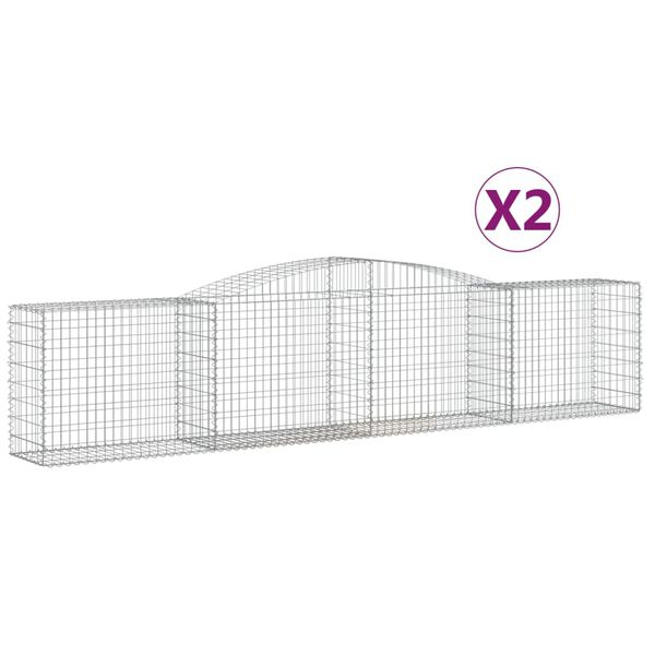 vidaXL Gabion Basket Set of 2 Silver Galvanized Iron Large