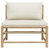 vidaXL Middle Sofa Cream White Bamboo, Polyester Regular Modular