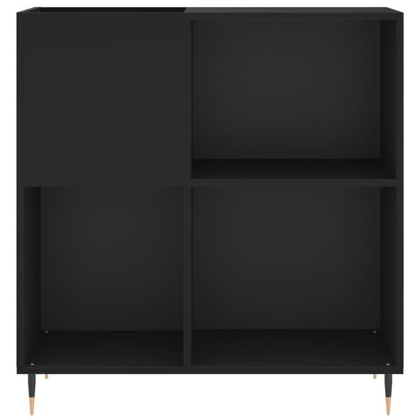 vidaXL Record Cabinet Black Engineered Wood 33.3 x 15.0 x 35.0 in Modern