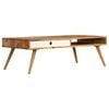 vidaXL Coffee Table Brown and White Solid Acacia Wood 43.3x19.7x13.8 in