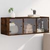 vidaXL Wall Cabinet with Glass Doors Smoked Oak 40.2"x14.6"x13.8"