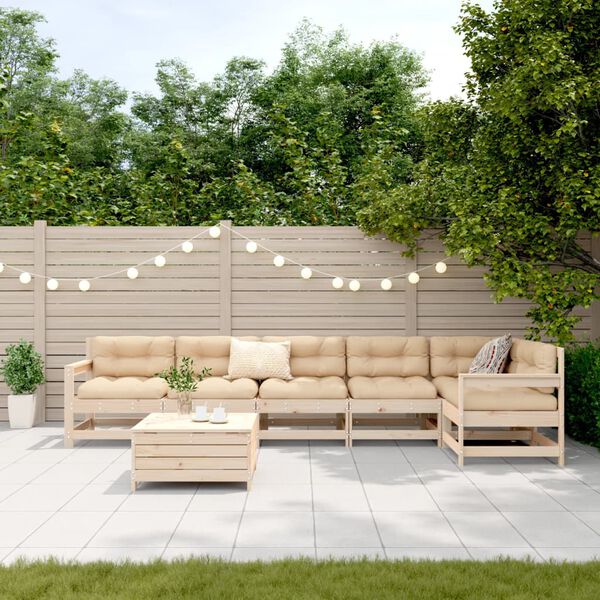vidaXL Garden Sofa Set Natural Pine Solid Pine Wood Large Modular
