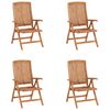 vidaXL Reclining Patio Chairs with Cushions 4 pcs Solid Teak Wood