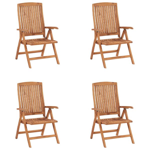 vidaXL Reclining Patio Chairs with Cushions 4 pcs Solid Teak Wood