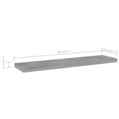 vidaXL Bookshelf Boards 8 pcs Concrete Gray 15.7"x3.9"x0.6" Engineered Wood