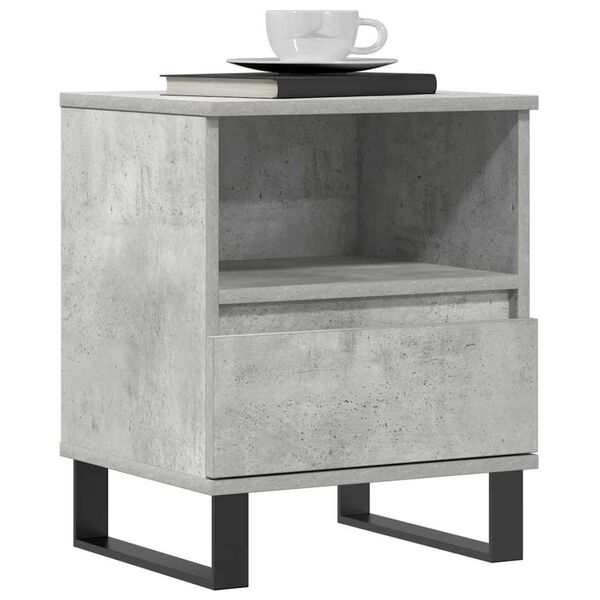vidaXL Nightstand Set of 2 Concrete Grey Engineered Wood, Metal