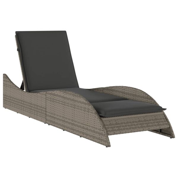 vidaXL Sun Lounger Grey PE rattan 23.6 x 80.7 x 28.7 in