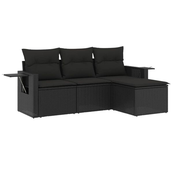 vidaXL Garden Sofa Set Black PE Rattan Medium Foldable Garden Sofa Set