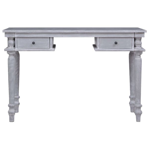 vidaXL Desk Gray Solid Mahogany wood Medium Desk Rectangular