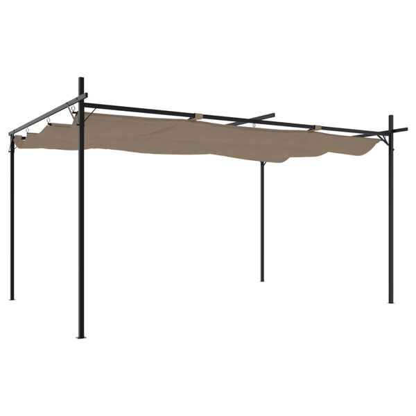 vidaXL Pergola with Retractable Roof Taupe 155.5"x115"x90.6"