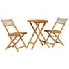 vidaXL Bistro Set Beige Solid acacia wood, PE rattan Compact Collapsible