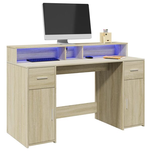 vidaXL Desk Sonoma Oak Engineered Wood Medium Desk Rectangular