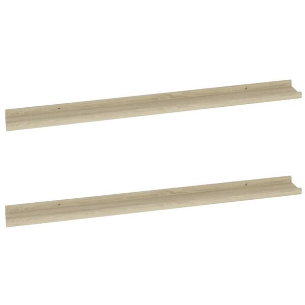 vidaXL Wall Shelf Set of 2 Sonoma oak MDF Large Floating Shelf
