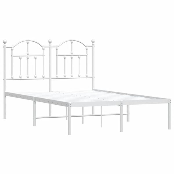 vidaXL Bed Frame White Steel Small Double Bed Frame Rectangular