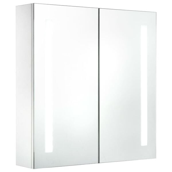 vidaXL Bathroom Cabinet White and Silver MDF, Glass 23.6x5.5x24.4 in