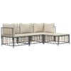 vidaXL Garden Lounge Set Anthracite Poly rattan, powder-coated steel, fabric