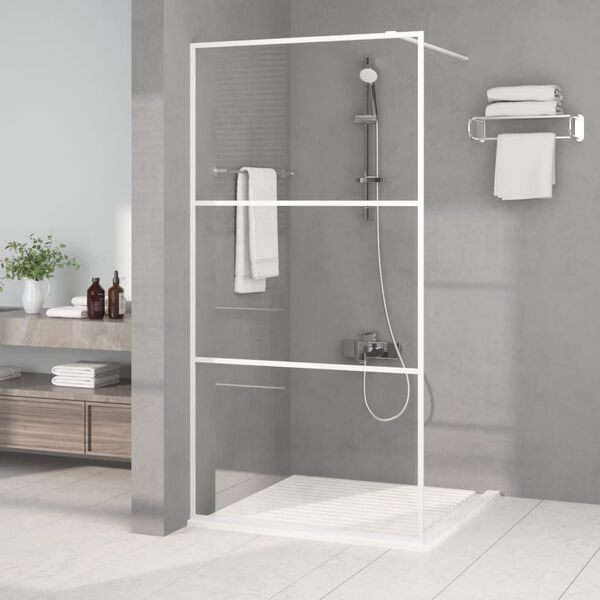 vidaXL Walk-in Shower Wall White 39.4x76.8" Clear ESG Glass
