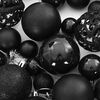 vidaXL 111 Piece Christmas Bauble Set Black Polystyrene